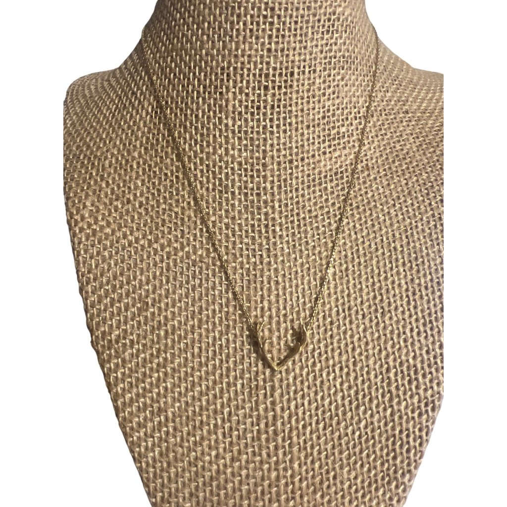 Dainty Gold Tone Antler Necklace Deer Rack Lobster Clasp Collar Minimalist 16